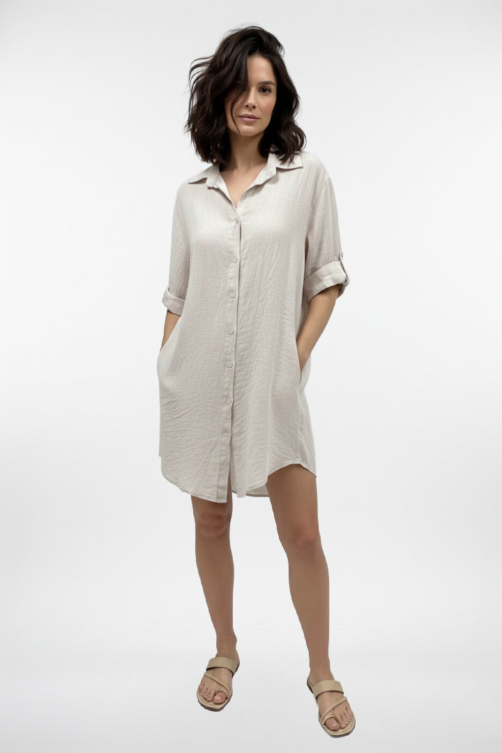 Linen Button Up Dress Delulu District Linen Button Up Dress Delulu District