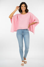 Top de lino con hombros caídos