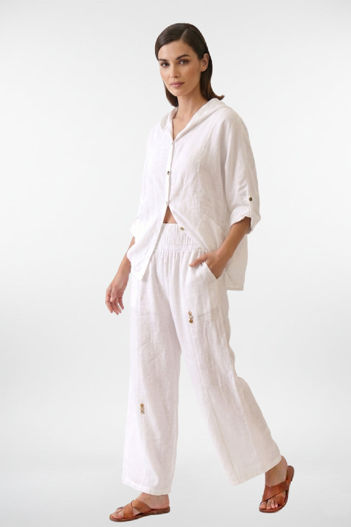 Linen Unique Pants With Detail