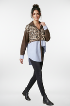 Long Sleeve Color Block Mix Shirt