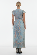 Long Whimsy Wrap Dress - Light Bleu / S-