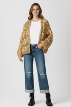 Luxe Sequin-Embellished Chunky Cardigan