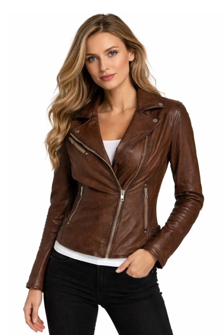 Veste en cuir Chessy RF, noire