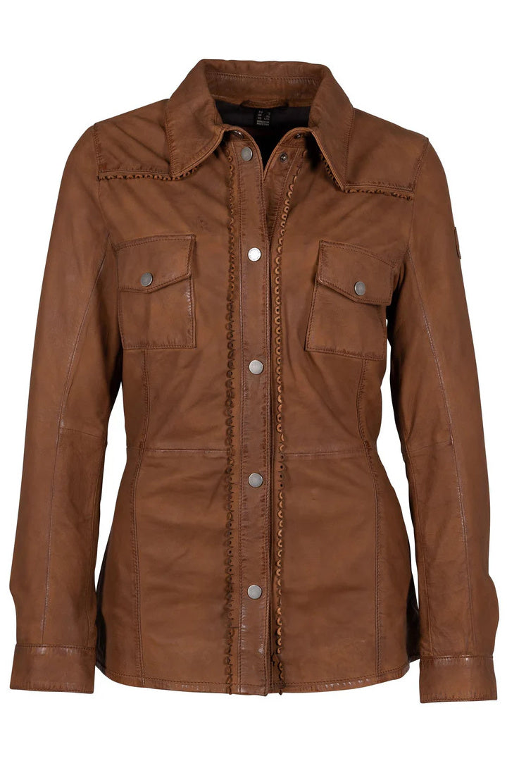 Melodee RF Leather Jacket, Cognac