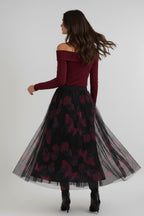 Midnight Bloom Reversible Burgundy Butterflies & Sparkle Tulle Skirt