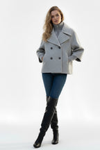 Veste croisée moderne en laine mélangée