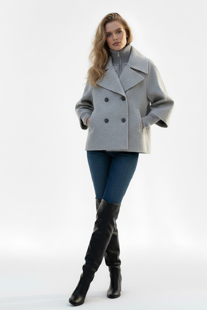 Veste croisée moderne en laine mélangée