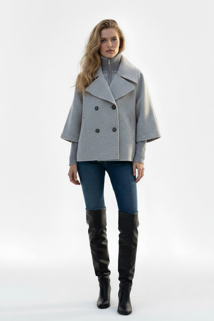 Veste croisée moderne en laine mélangée