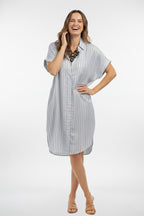 Oversized Striped Shirt Dress