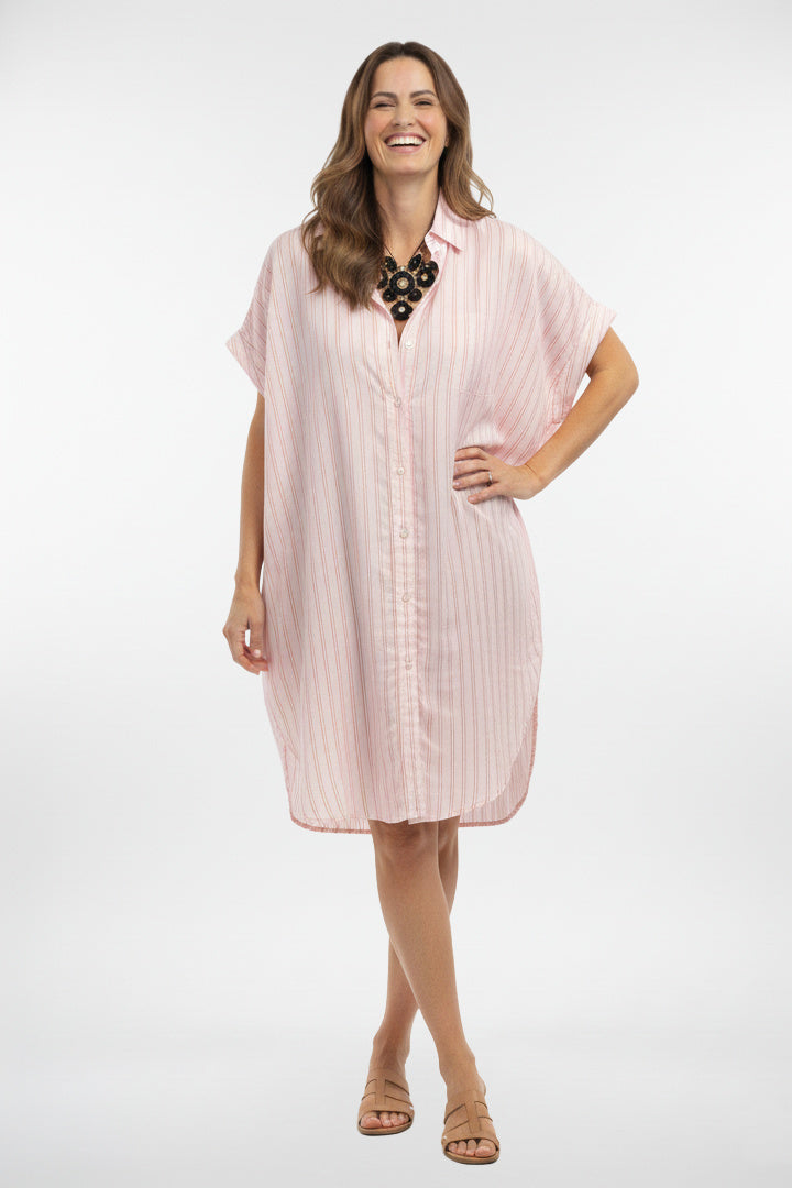 Oversized Striped Shirt Dress