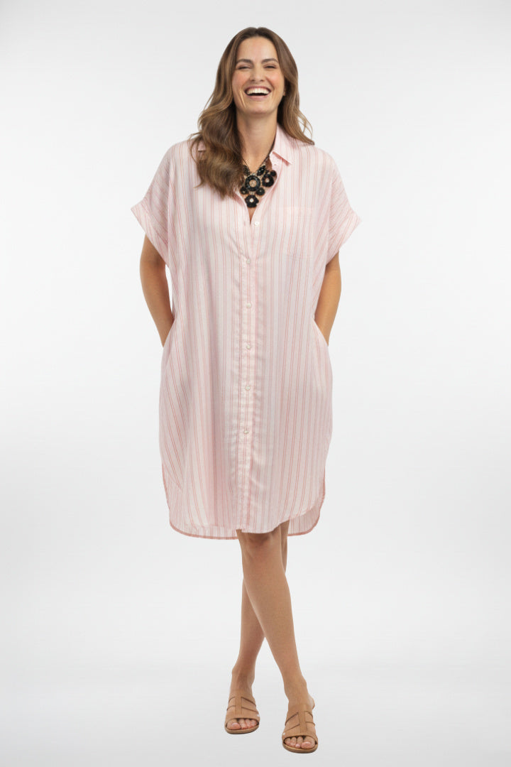 Oversized Striped Shirt Dress