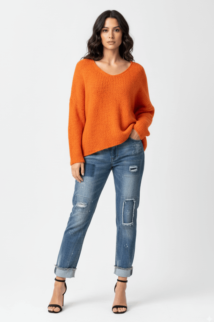 Oversized Vneck Knit Sweater
