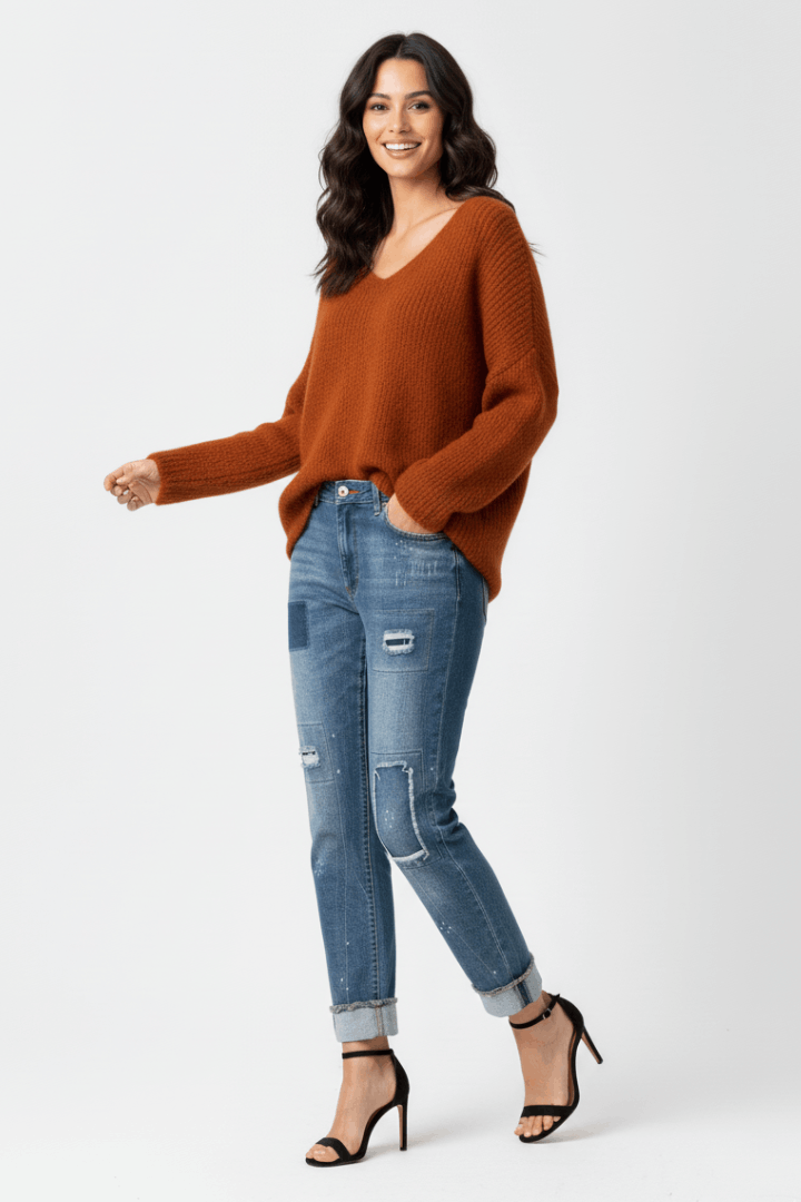 Oversized Vneck Knit Sweater