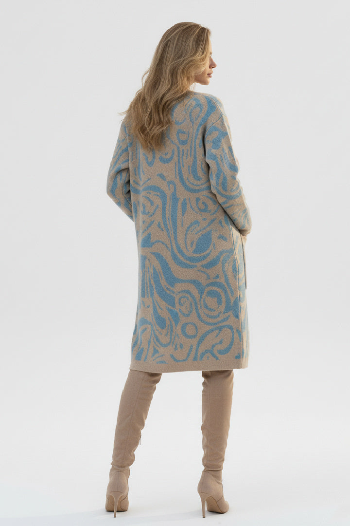 Patterned Wool-Blend Open Jacket