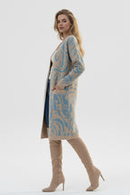 Patterned Wool-Blend Open Jacket