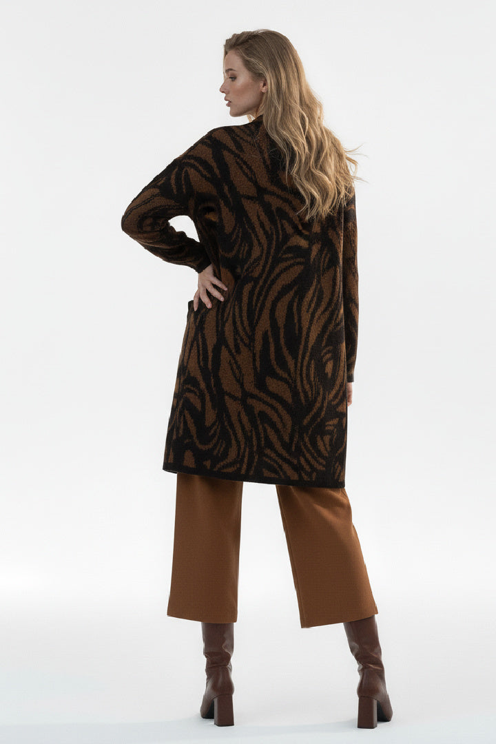 Patterned Wool-Blend Open Jacket