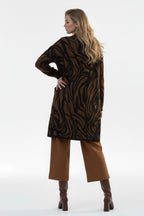 Patterned Wool-Blend Open Jacket