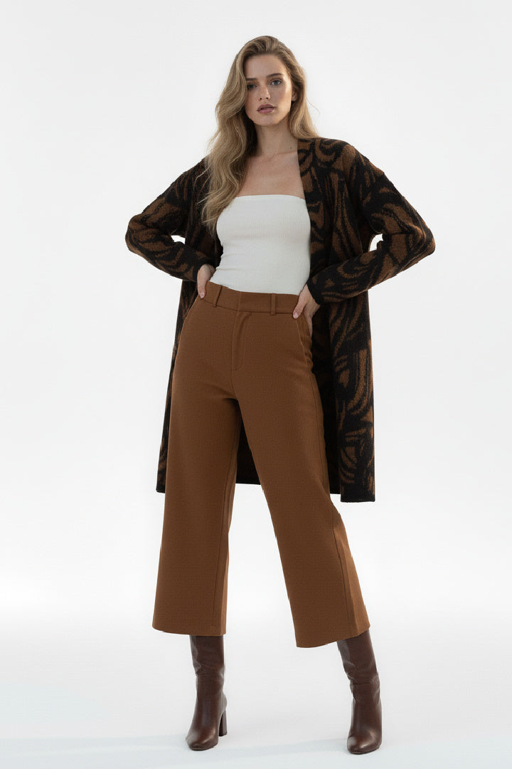 Patterned Wool-Blend Open Jacket