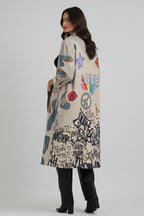 "Peace & Love" Graphic Print Statement Coat