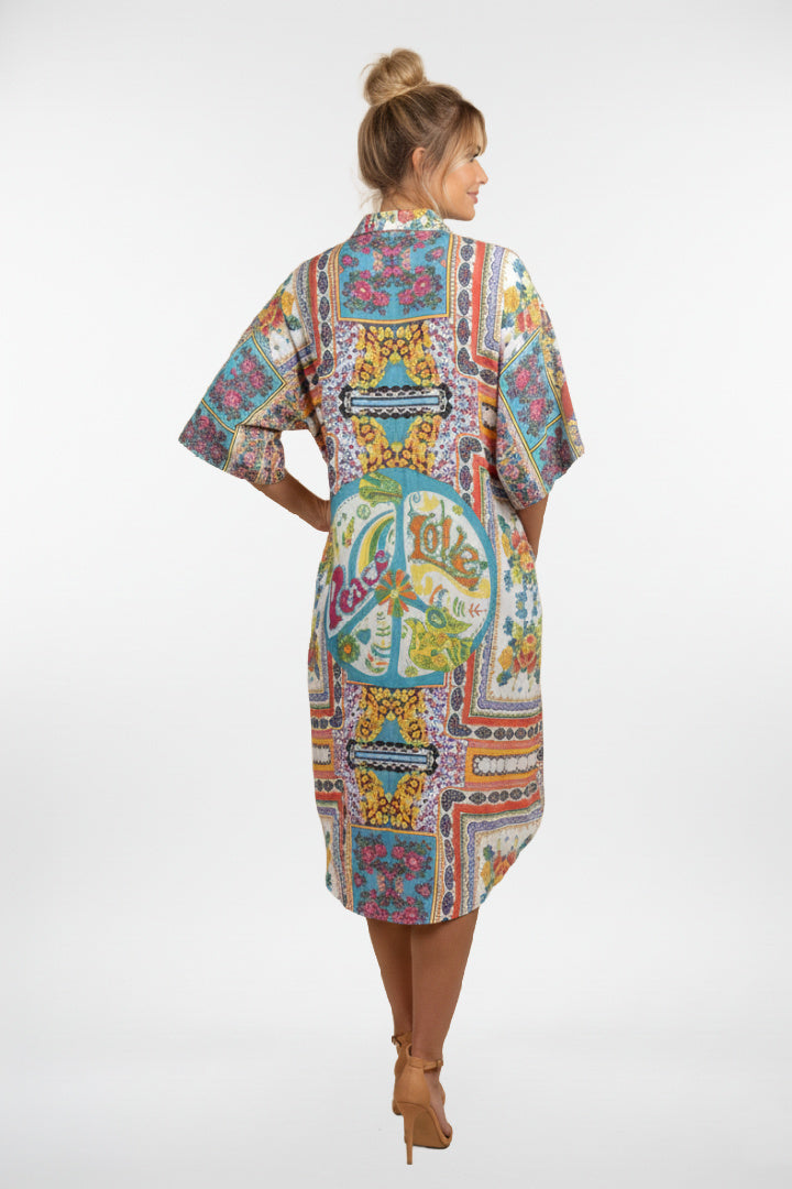 Peace & Love Art Print Oversized Shirt