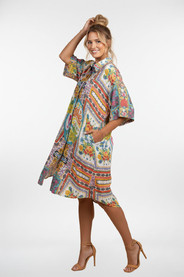 Peace & Love Art Print Oversized Shirt