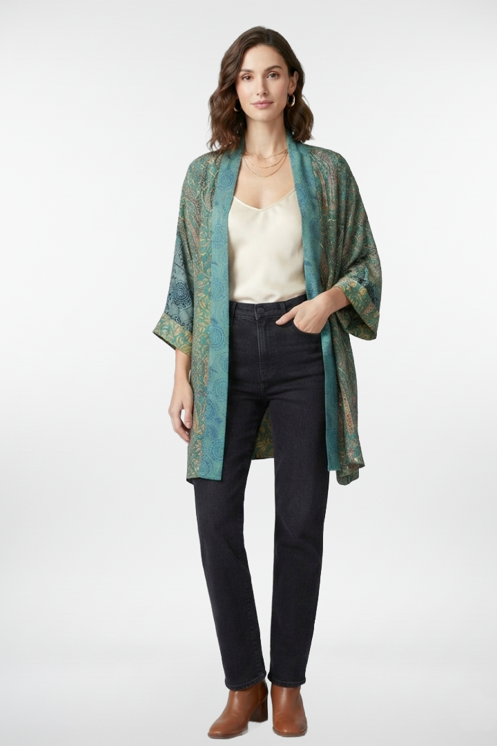 Kimono Sereno de Estilo Elevado y Tradicional
