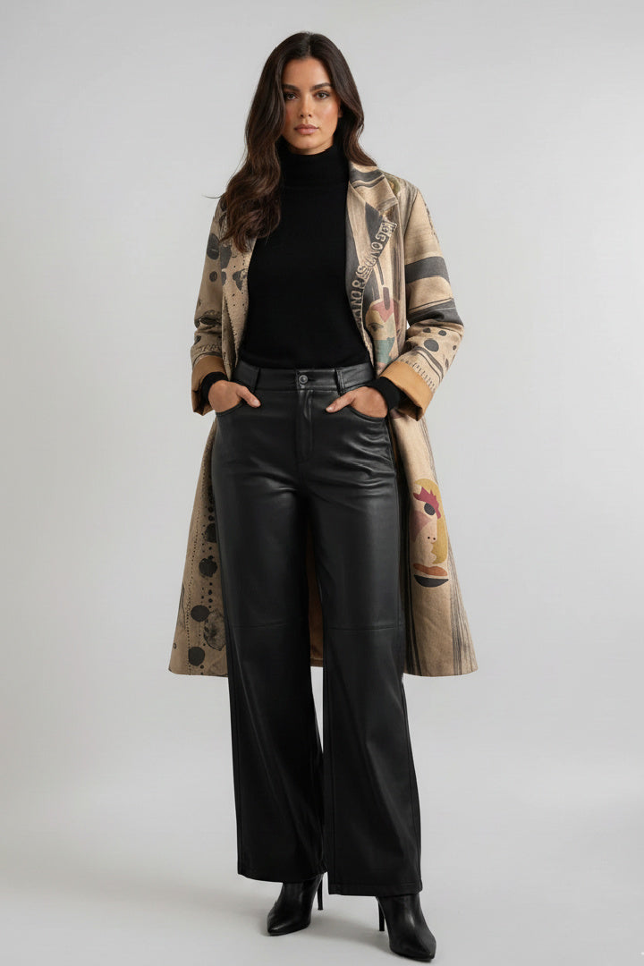 Picasso Inspired Graphic Print Statement Coat