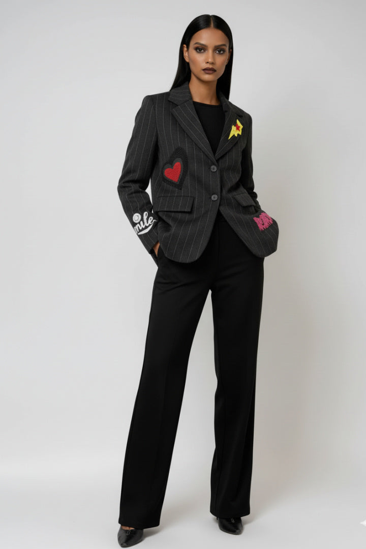 Pinstripe Playful Patch Blazer