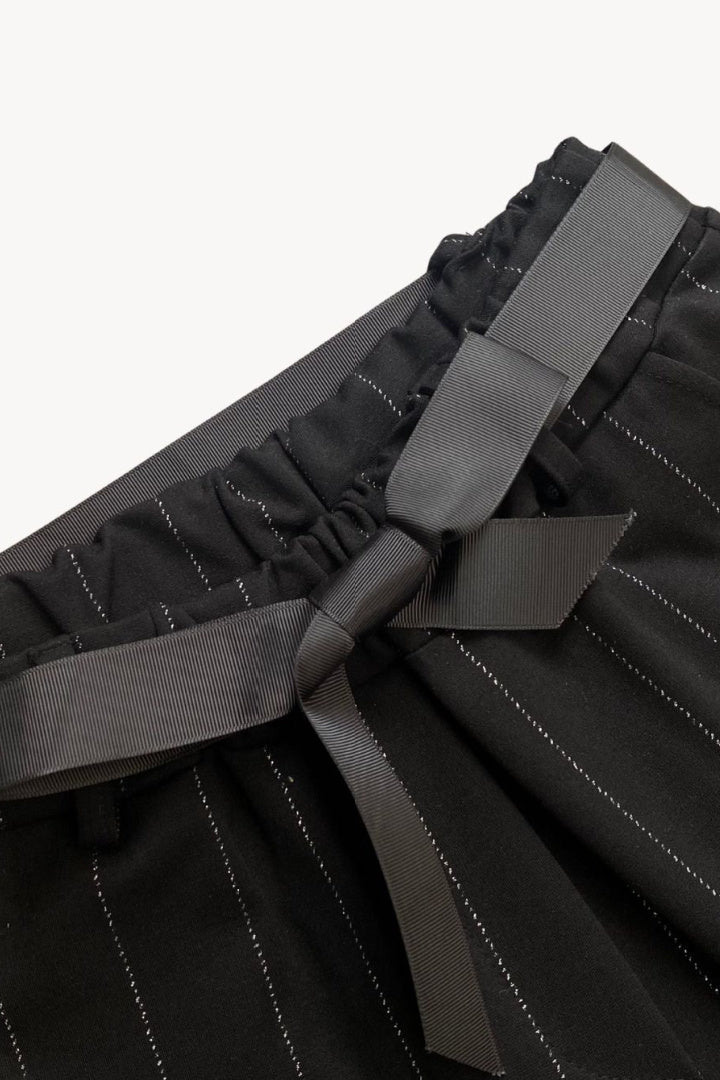 Pinstripe Tie-Waist Trousers