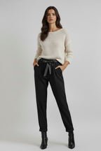 Pinstripe Tie-Waist Trousers
