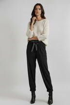 Pinstripe Tie-Waist Trousers