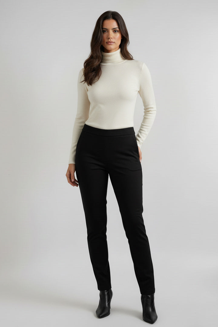 Ponte Knit Pull-On Straight Leg Pants