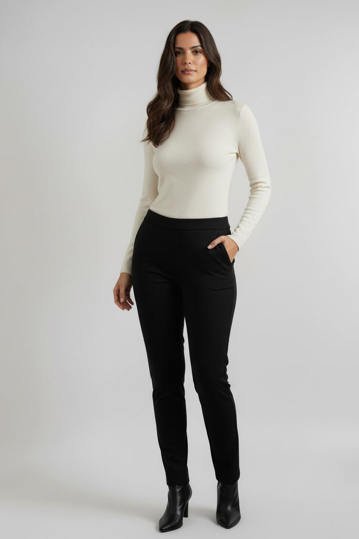 Ponte Knit Pull-On Straight Leg Pants