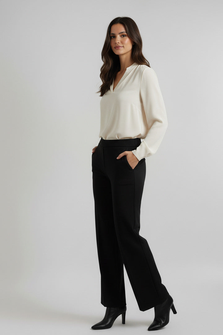 Ponte Knit Pull-On Straight Leg Pants