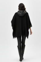 Quilted Trim Knit Poncho