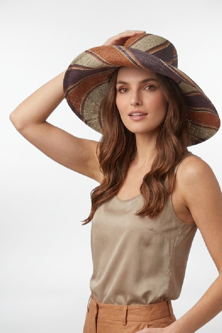 Raffia Capeline Stripe Sun Hat