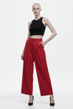 Red Linen Wide Pant