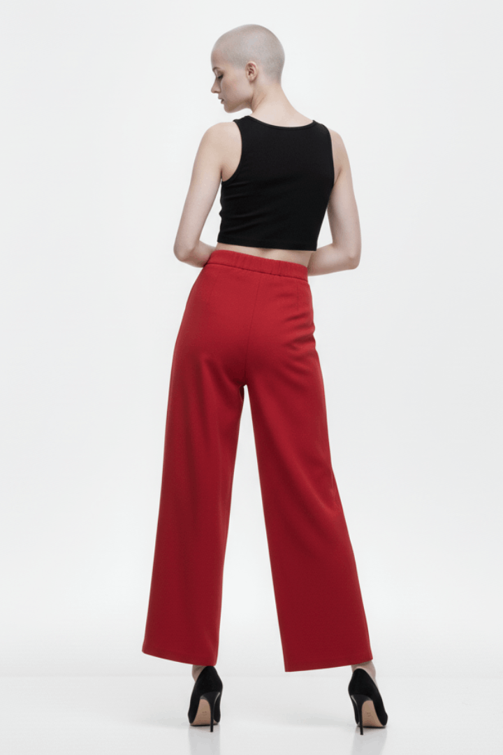 Red Linen Wide Pant