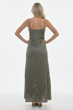 Reversible Simple Dress - Green-Beige / L -