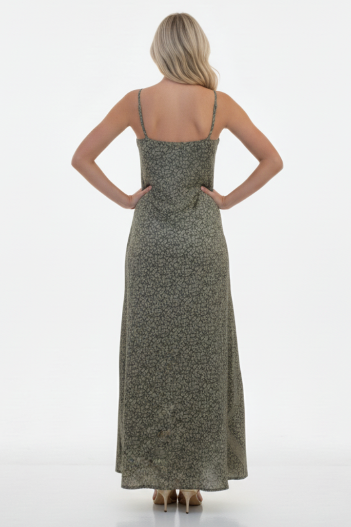 Reversible Simple Dress - Green-Beige / L -