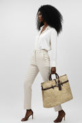 Bolso tote tejido Riviera marrón oscuro