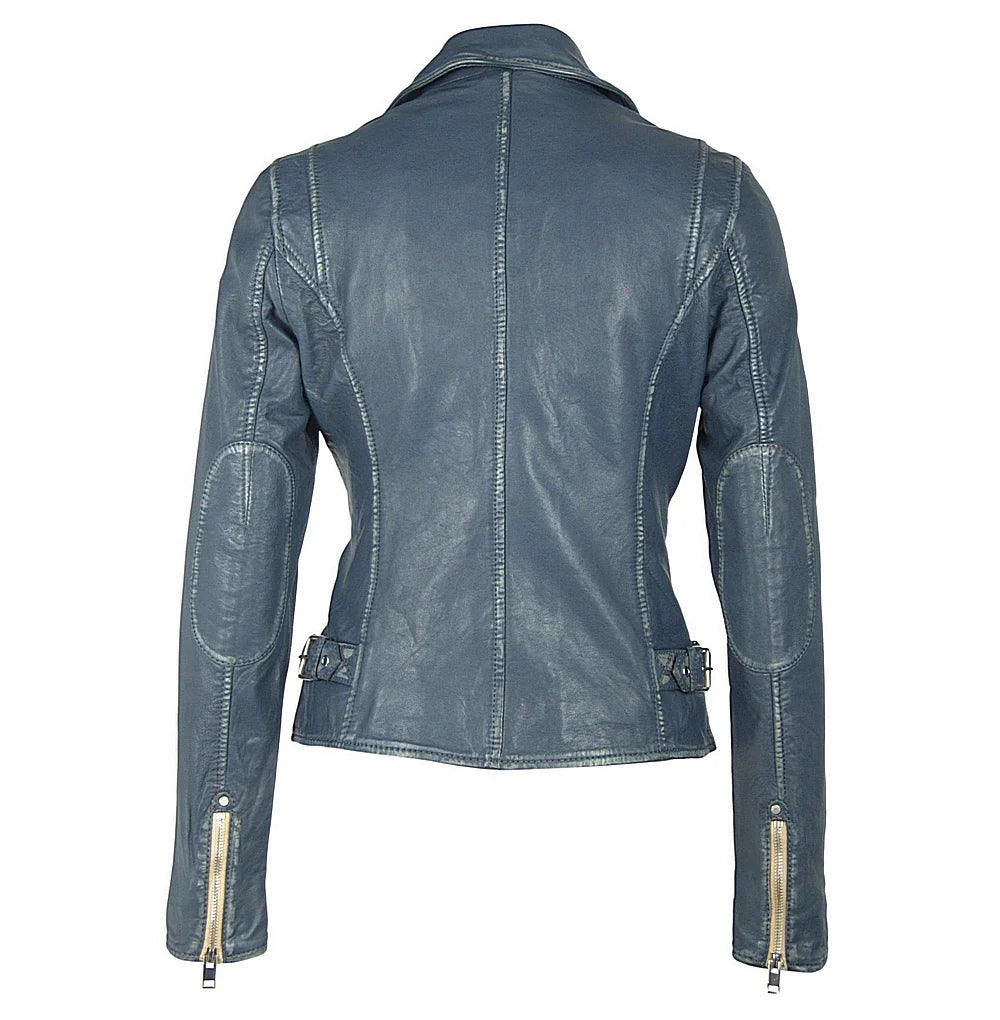 Sofia RF Leather Jacket, Denin Blue