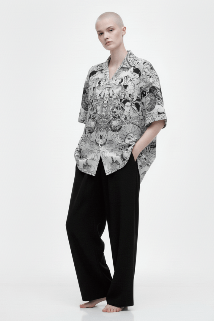 Shiva Lover Black & White Short Sleeve Shirt