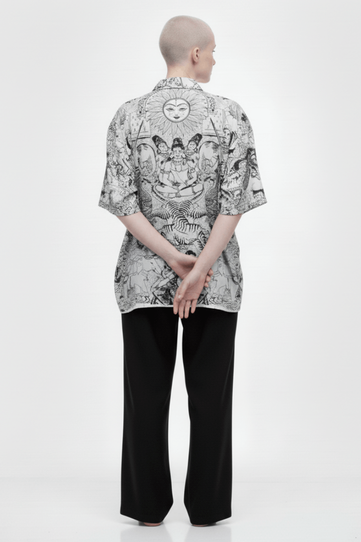 Shiva Lover Black & White Short Sleeve Shirt