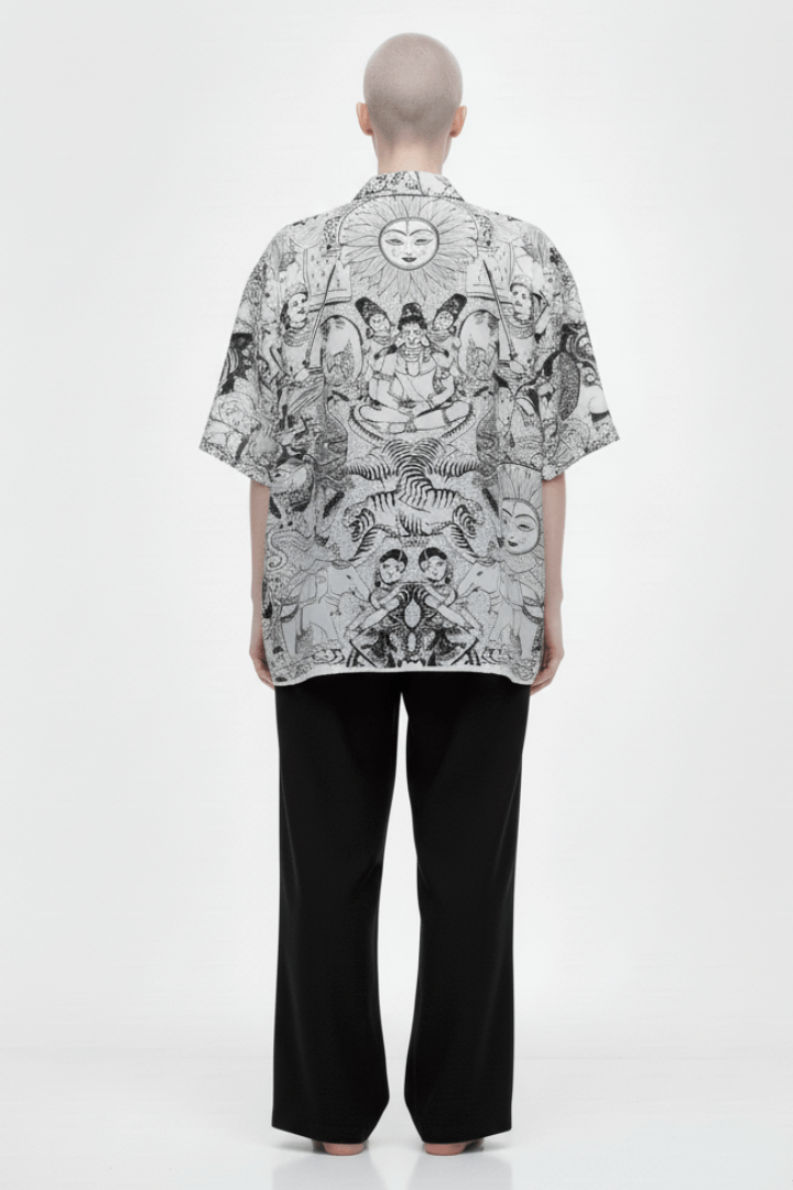 Shiva Lover Black & White Short Sleeve Shirt