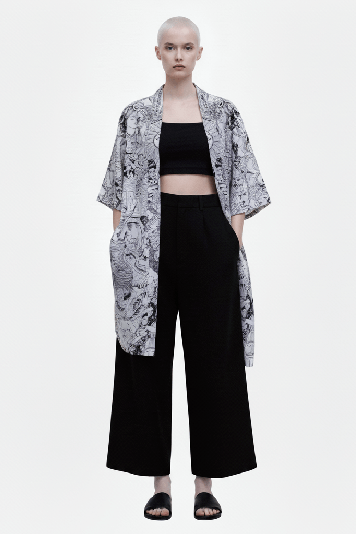 Shiva Lover White & Black Kimono