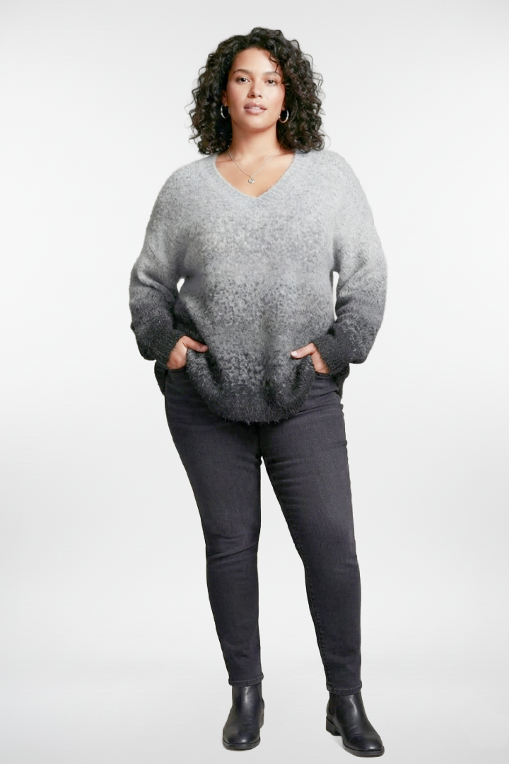 Sleeve V-Neck Dye Sweater