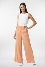 Smocked Wide Leg Linen Pants