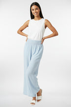 Smocked Wide Leg Linen Pants