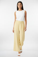Smocked Wide Leg Linen Pants